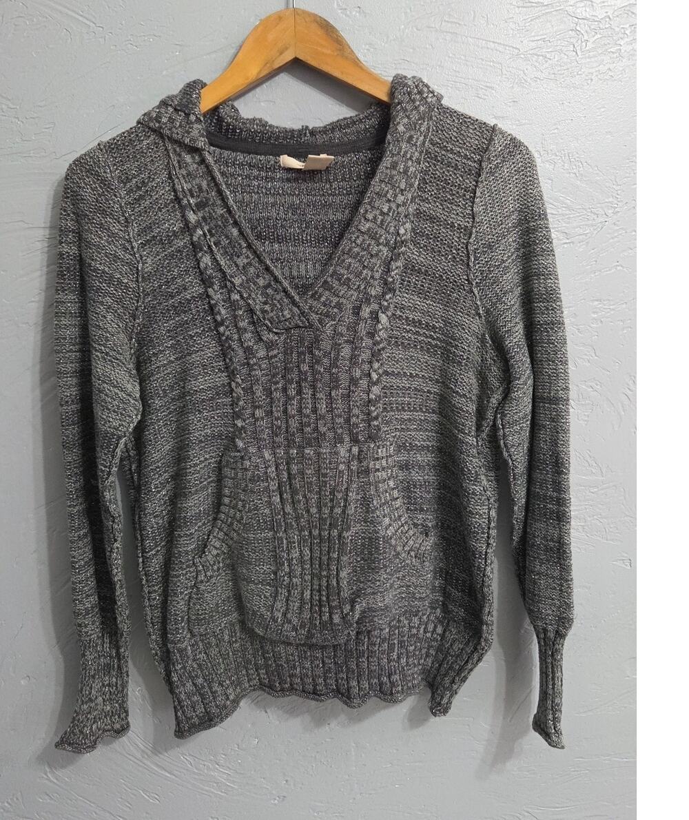 DKNY Gray Hooded Sweater Woman's Size L ***FITS LIKE A SMALL/MEDIUM